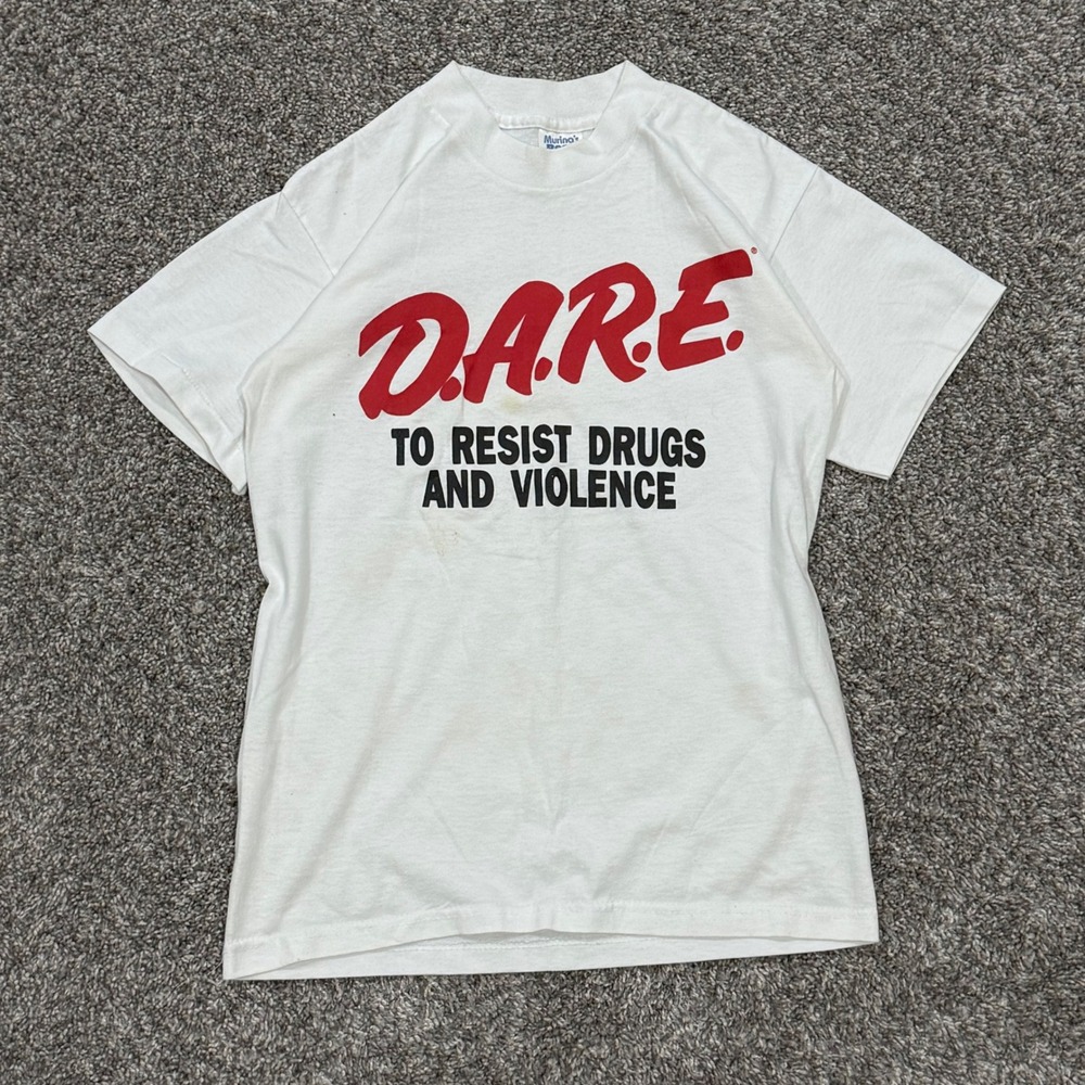 Vintage DARE T-Shirt White 90s Single Stitch Murina Made in USA Mens S